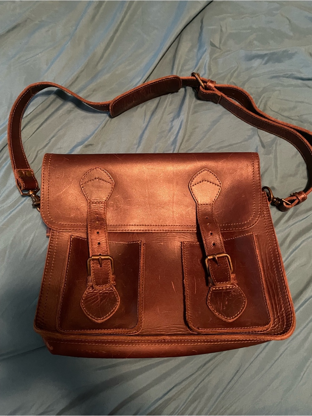 Genuine Leather Briefcase Sandlebag 18" Laptop Bag Men Women Crossbody